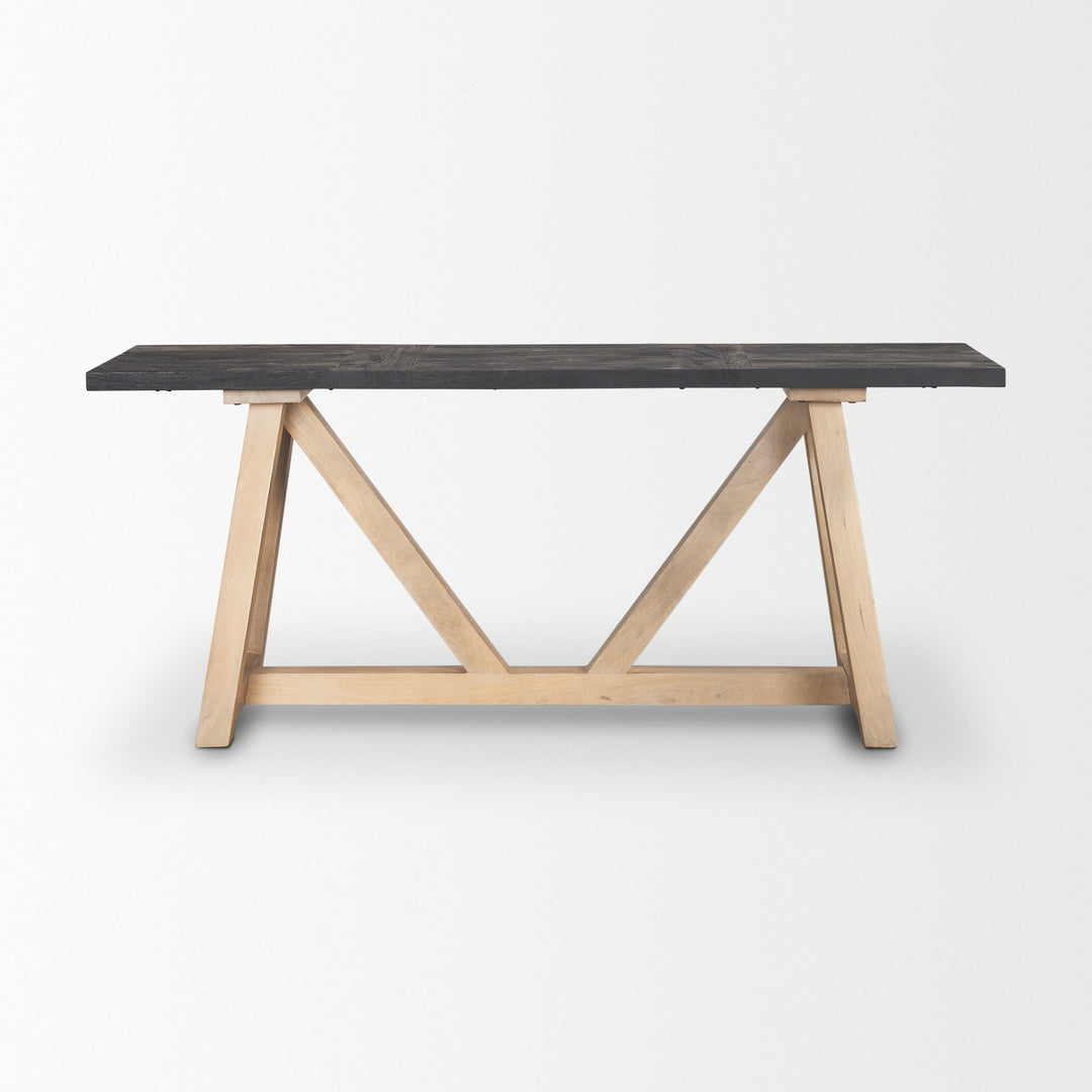 Rialto Two-Toned Black and Brown Wood Angular Leg Console Table Dining Room Mercana