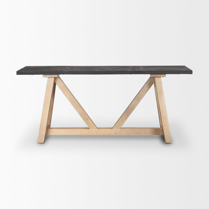 Rialto Two-Toned Black and Brown Wood Angular Leg Console Table Dining Room Mercana