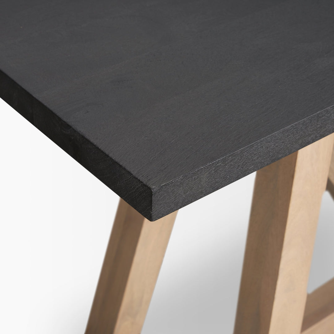 Rialto Two-Toned Black and Brown Wood Angular Leg Console Table Dining Room Mercana