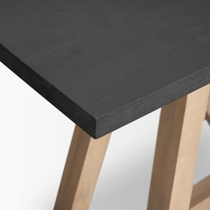 Rialto Two-Toned Black and Brown Wood Angular Leg Console Table Dining Room Mercana