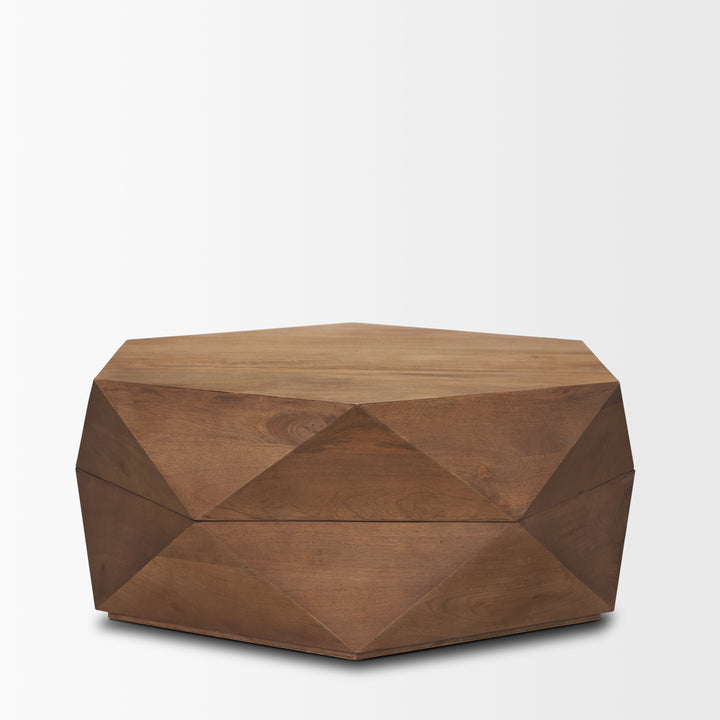 Arreto Hexagonal Hinged Solid Wood Top and Base Coffee Table Dining Room Mercana