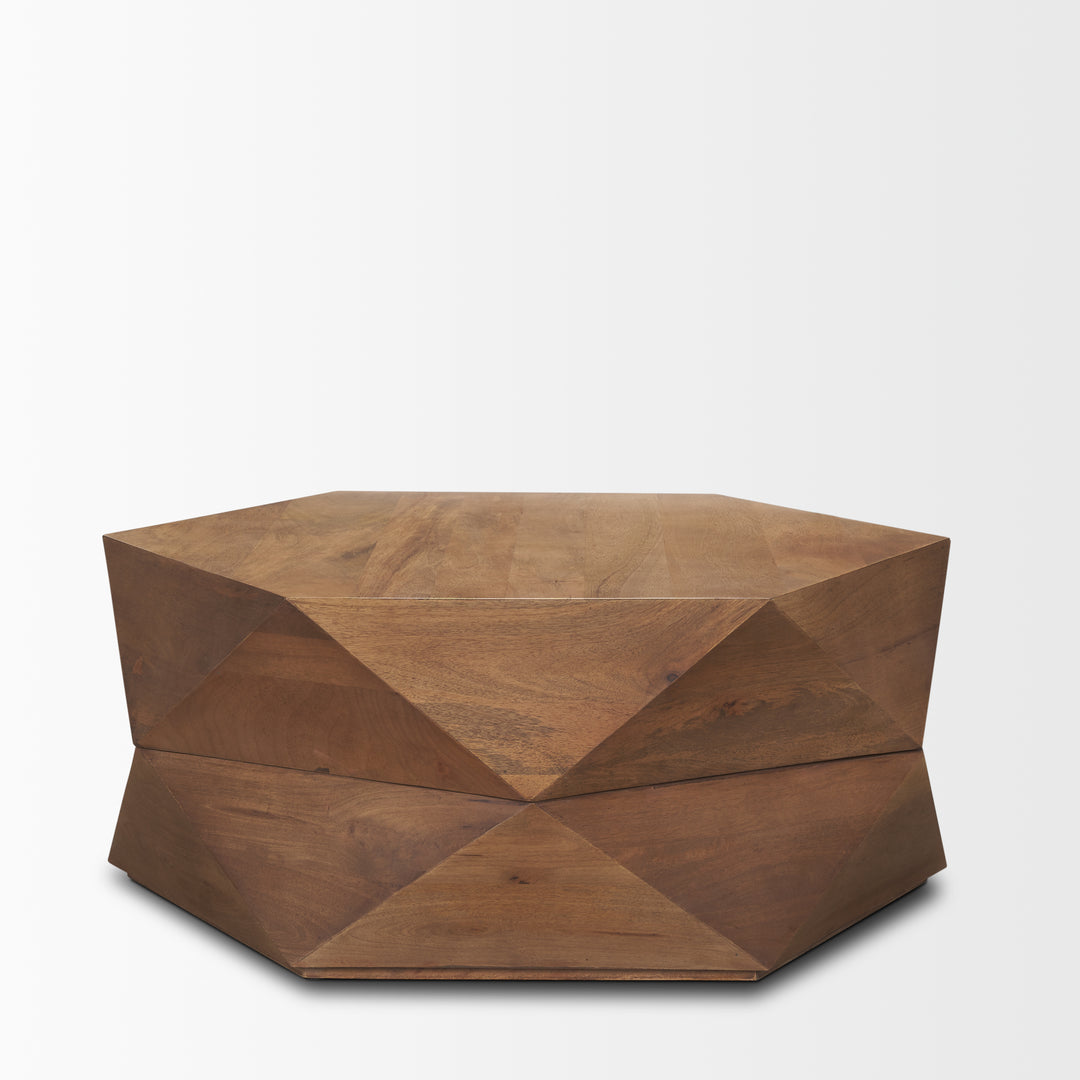 Arreto Hexagonal Hinged Solid Wood Top and Base Coffee Table Dining Room Mercana