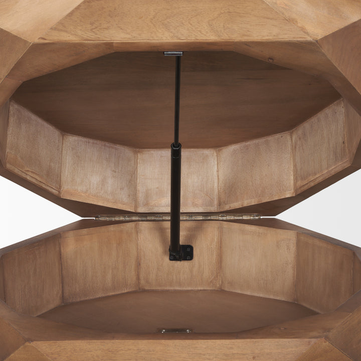 Arreto Hexagonal Hinged Solid Wood Top and Base Coffee Table Dining Room Mercana