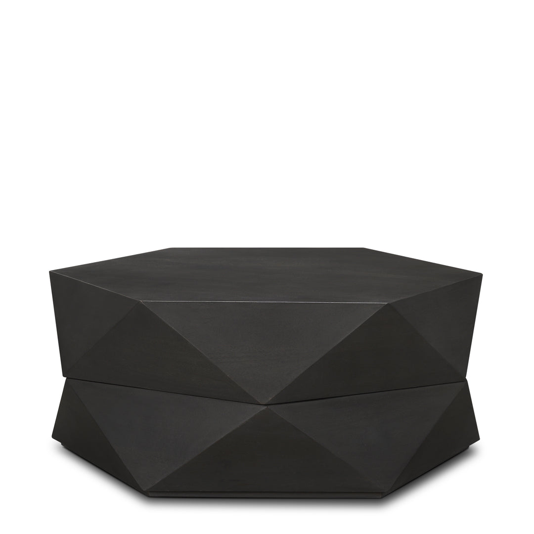 Arreto Hexagonal Hinged Solid Wood Top and Base Coffee Table Living Room Mercana