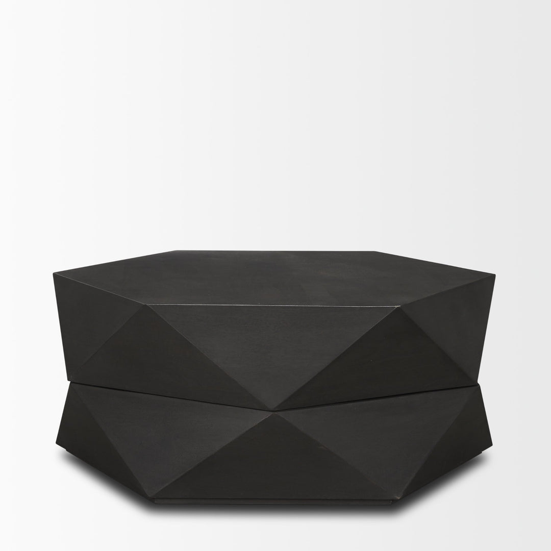 Arreto Hexagonal Hinged Solid Wood Top and Base Coffee Table Living Room Mercana