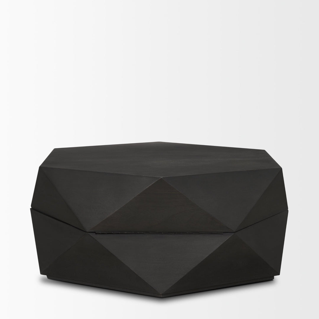 Arreto Hexagonal Hinged Solid Wood Top and Base Coffee Table Living Room Mercana