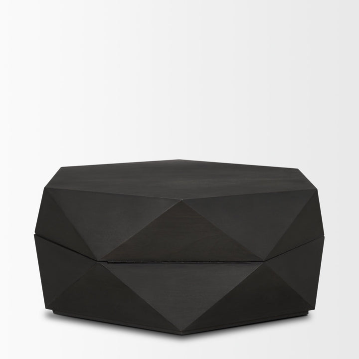 Arreto Hexagonal Hinged Solid Wood Top and Base Coffee Table Living Room Mercana