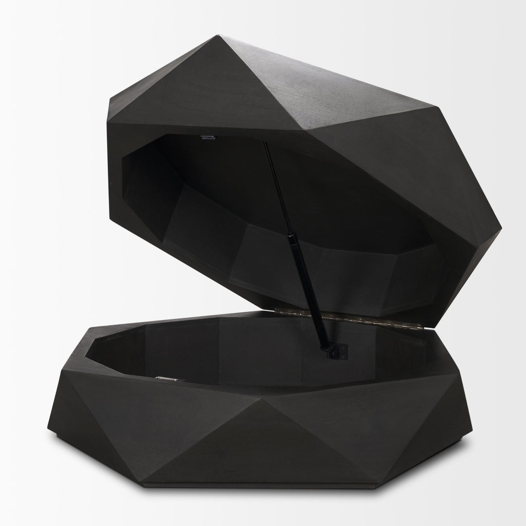 Arreto Hexagonal Hinged Solid Wood Top and Base Coffee Table Living Room Mercana