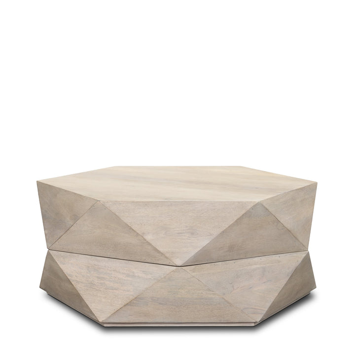Arreto Hexagonal Hinged Solid Wood Top and Base Coffee Table Living Room Mercana
