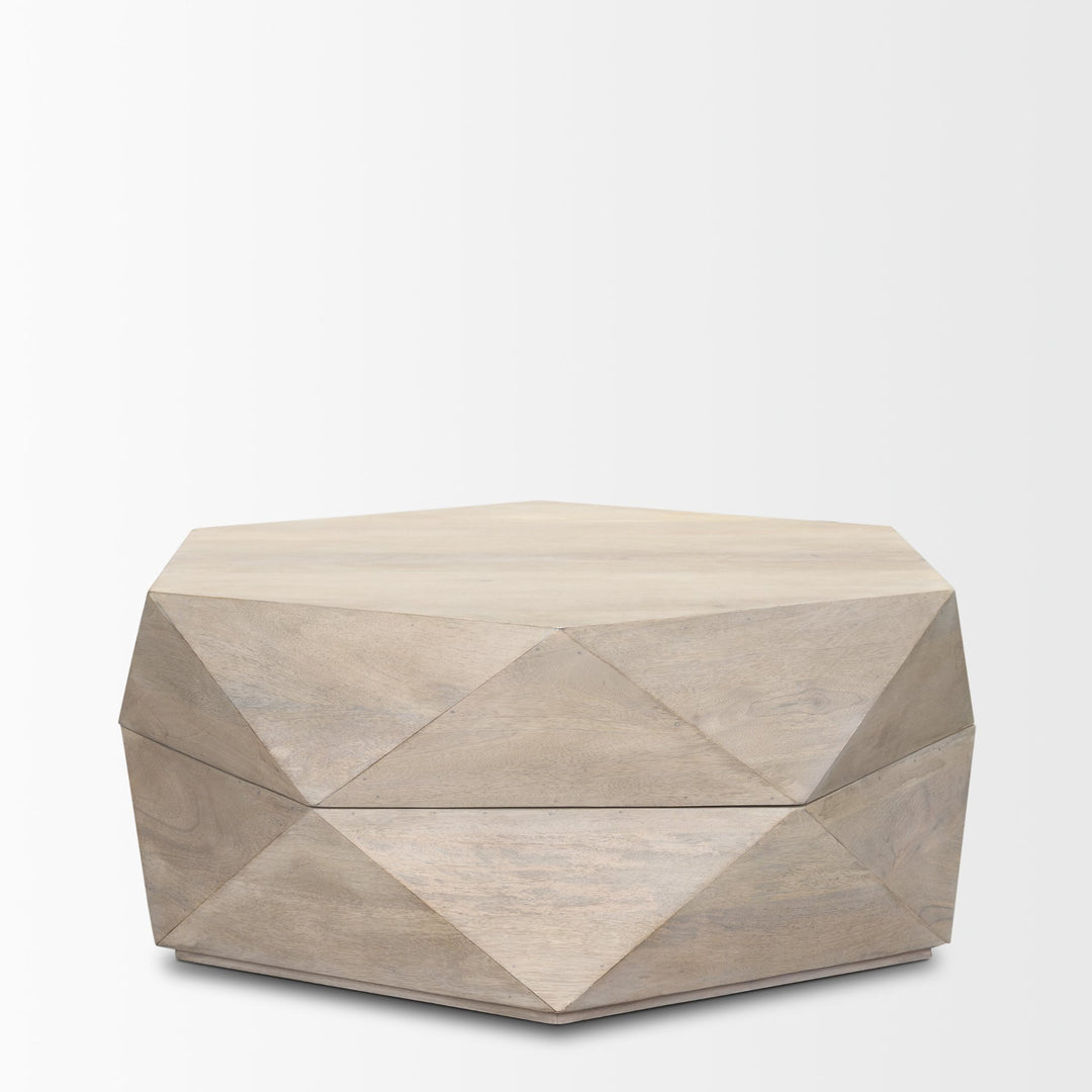 Arreto Hexagonal Hinged Solid Wood Top and Base Coffee Table Living Room Mercana