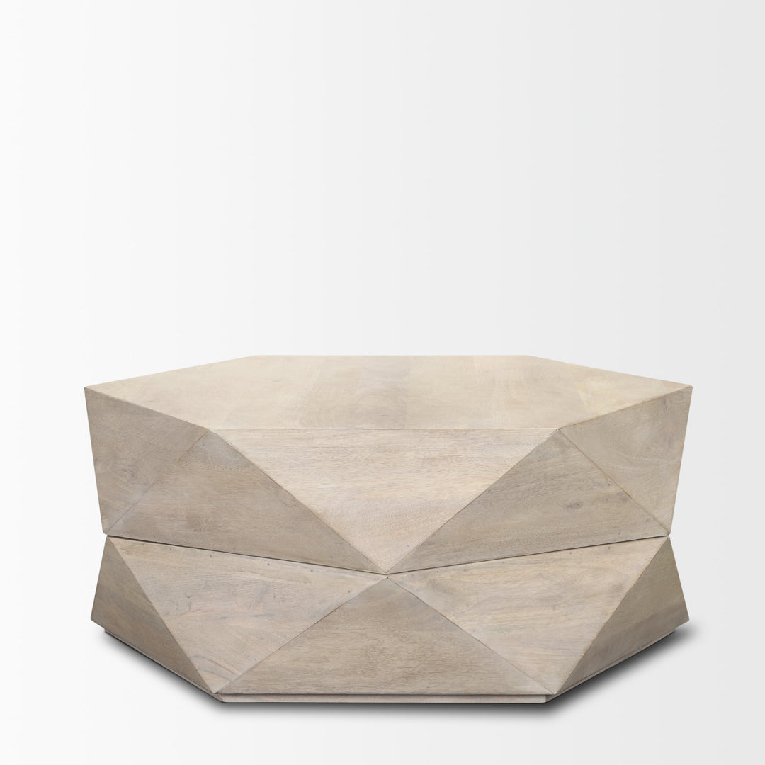 Arreto Hexagonal Hinged Solid Wood Top and Base Coffee Table Living Room Mercana