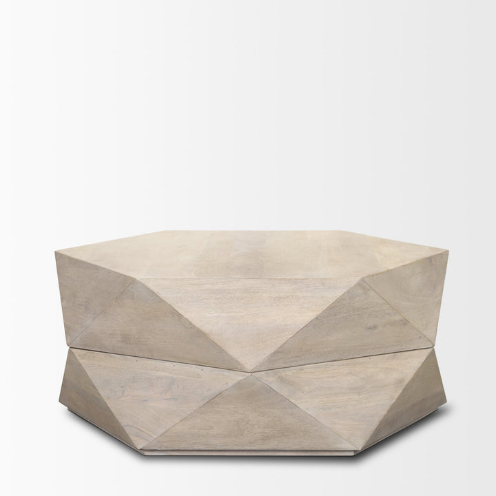 Arreto Hexagonal Hinged Solid Wood Top and Base Coffee Table Living Room Mercana