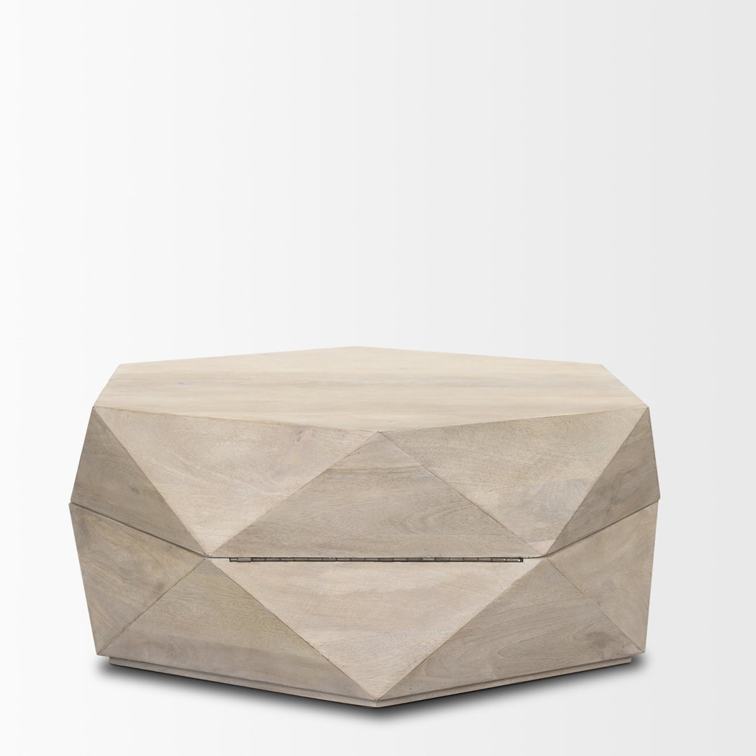 Arreto Hexagonal Hinged Solid Wood Top and Base Coffee Table Living Room Mercana