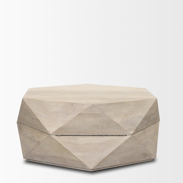 Arreto Hexagonal Hinged Solid Wood Top and Base Coffee Table Living Room Mercana