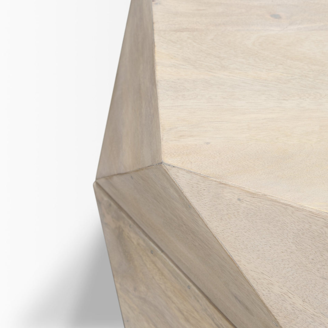Arreto Hexagonal Hinged Solid Wood Top and Base Coffee Table Living Room Mercana