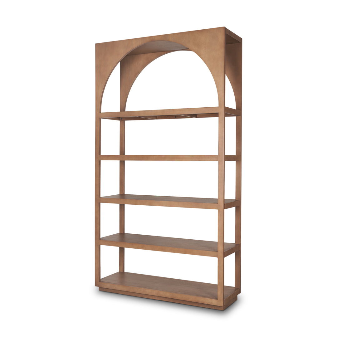 Bela Arched Shelving Unit Medium Brown Wood Living Room Mercana