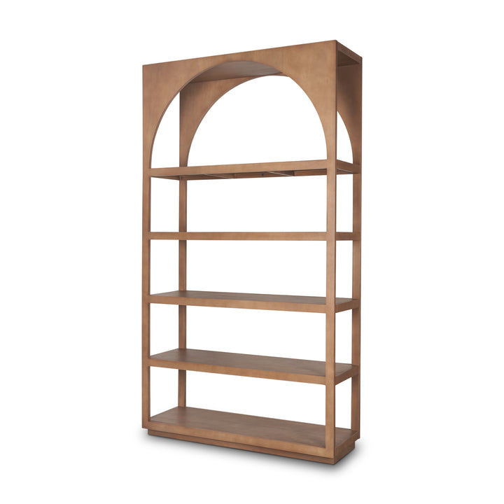 Bela Arched Shelving Unit Medium Brown Wood Living Room Mercana