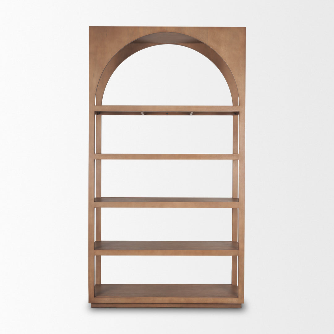 Bela Arched Shelving Unit Medium Brown Wood Living Room Mercana