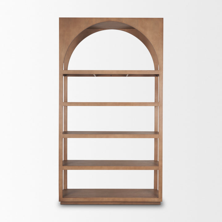 Bela Arched Shelving Unit Medium Brown Wood Living Room Mercana
