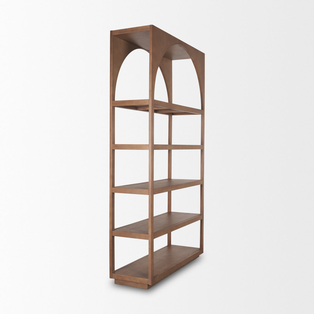 Bela Arched Shelving Unit Medium Brown Wood Living Room Mercana