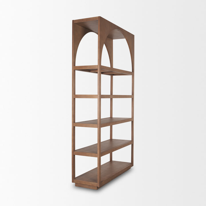 Bela Arched Shelving Unit Medium Brown Wood Living Room Mercana