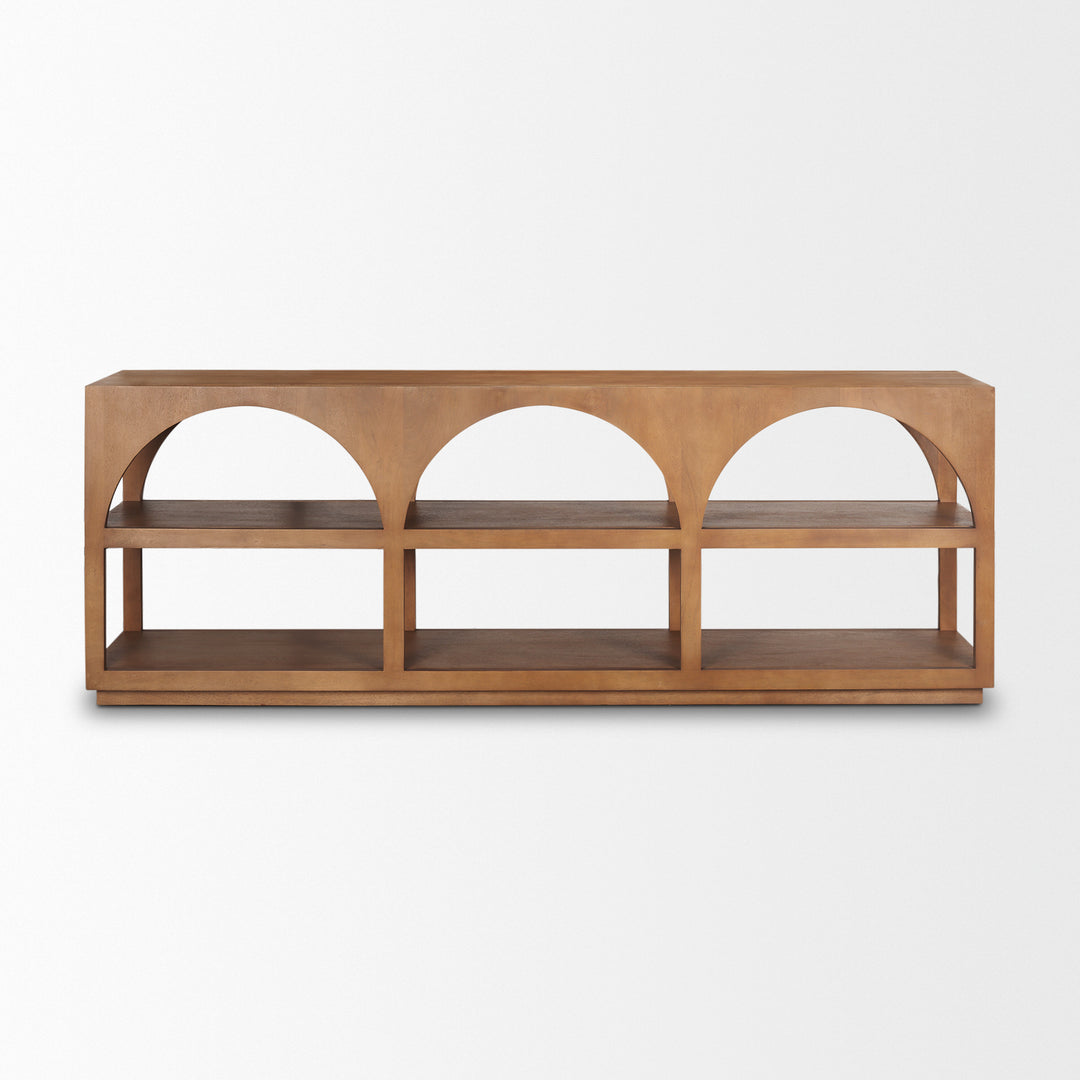Bela Large Medium Brown Wood Arched Console Table Living Room Mercana