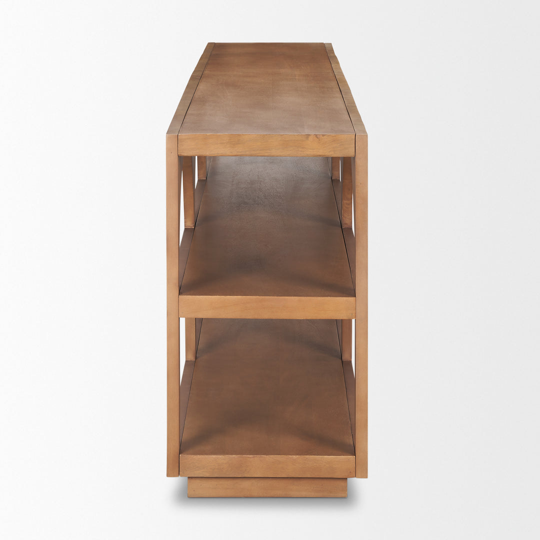 Bela Large Medium Brown Wood Arched Console Table Living Room Mercana