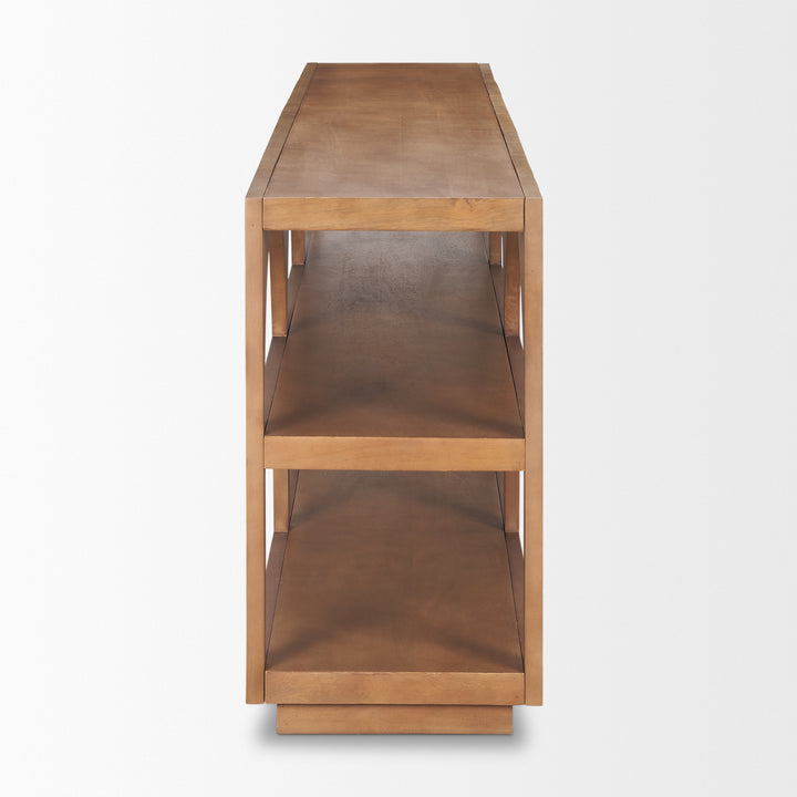Bela Large Medium Brown Wood Arched Console Table Living Room Mercana