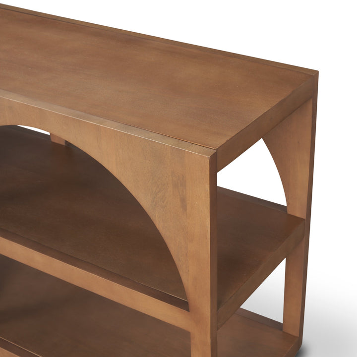 Bela Large Medium Brown Wood Arched Console Table Living Room Mercana