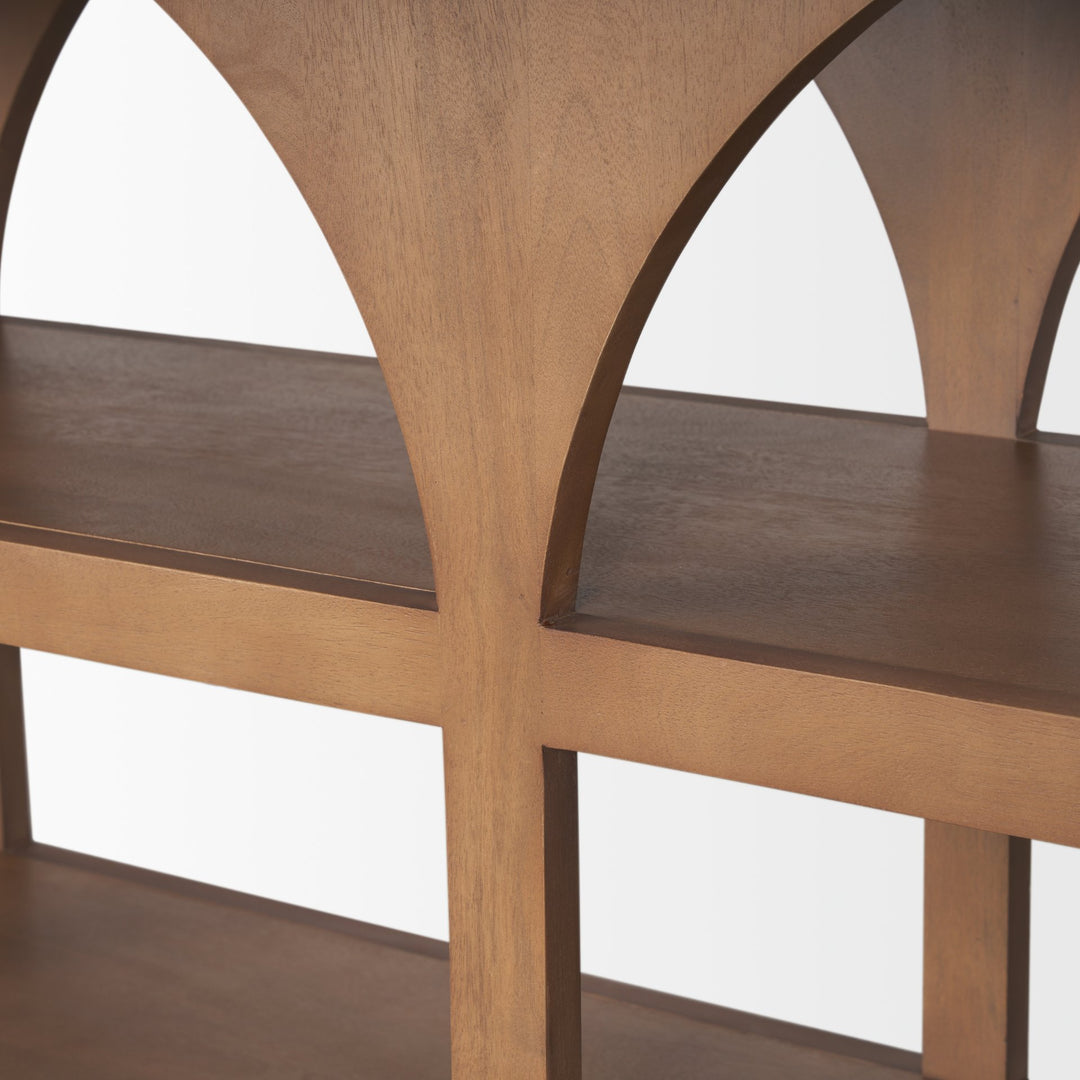 Bela Large Medium Brown Wood Arched Console Table Living Room Mercana