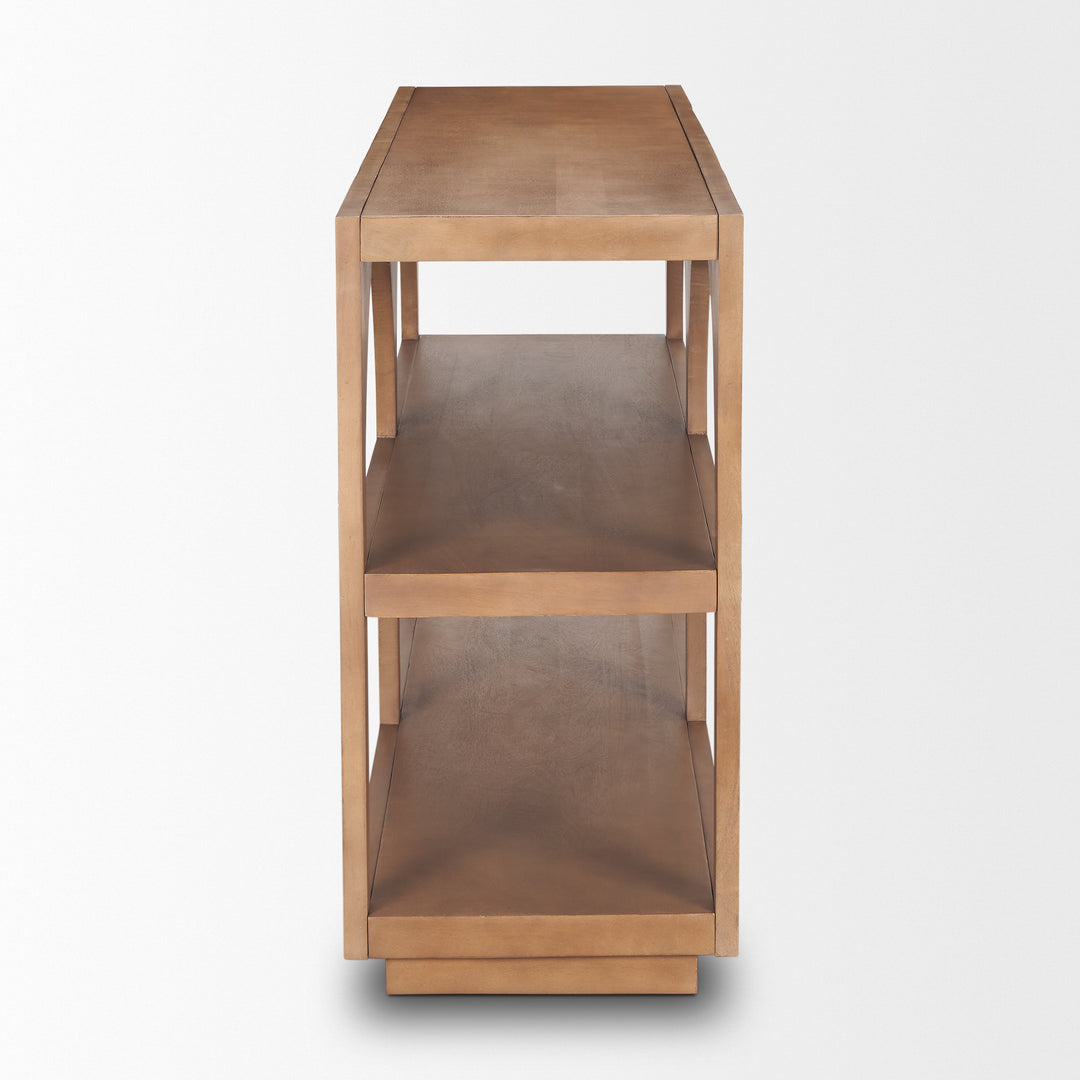 Bela Small Arched Console Table Medium Brown Wood Living Room Mercana