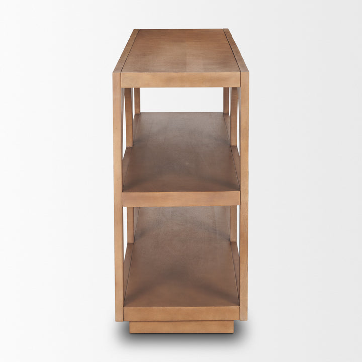 Bela Small Arched Console Table Medium Brown Wood Living Room Mercana