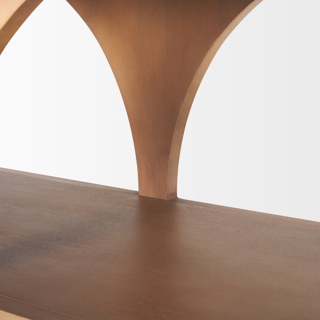 Bela Small Arched Console Table Medium Brown Wood Living Room Mercana