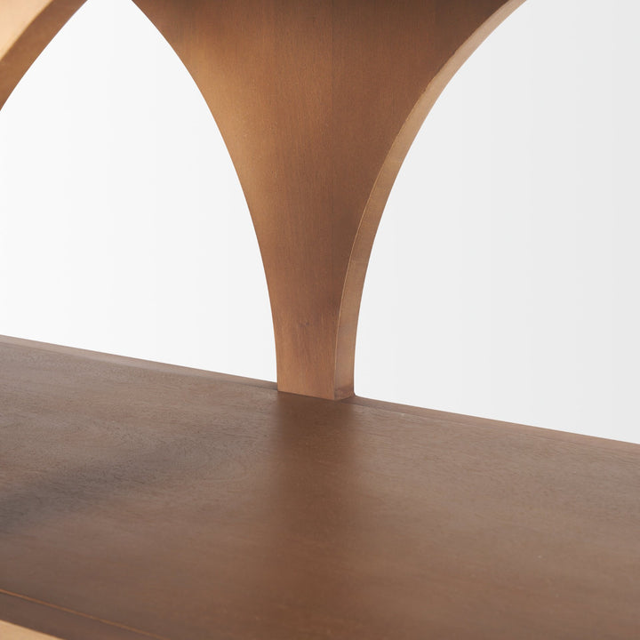 Bela Small Arched Console Table Medium Brown Wood Living Room Mercana