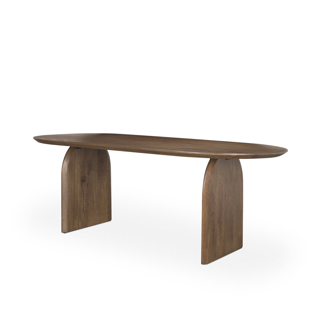 Isla Oval Dining Table w/Dark Brown Wood Top & Arched Legs Dining Room Mercana
