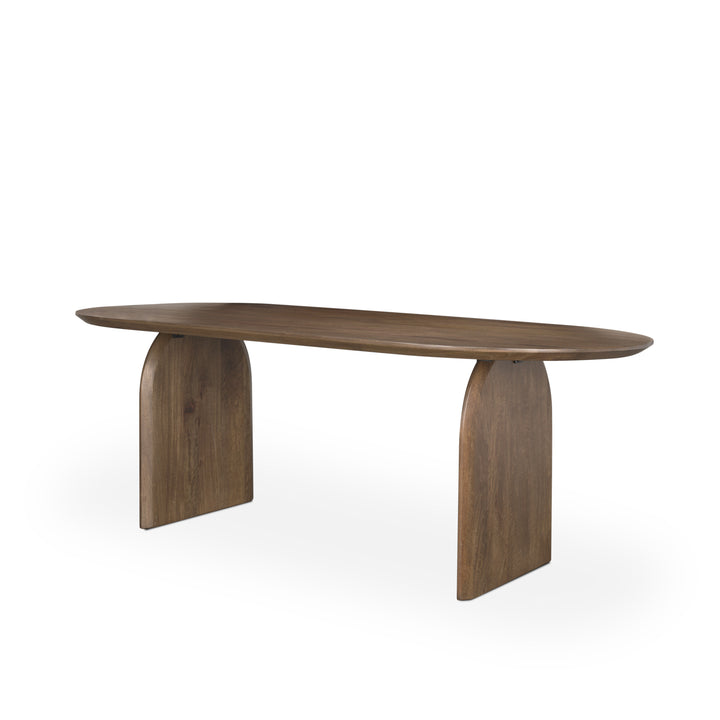 Isla Oval Dining Table w/Dark Brown Wood Top & Arched Legs Dining Room Mercana