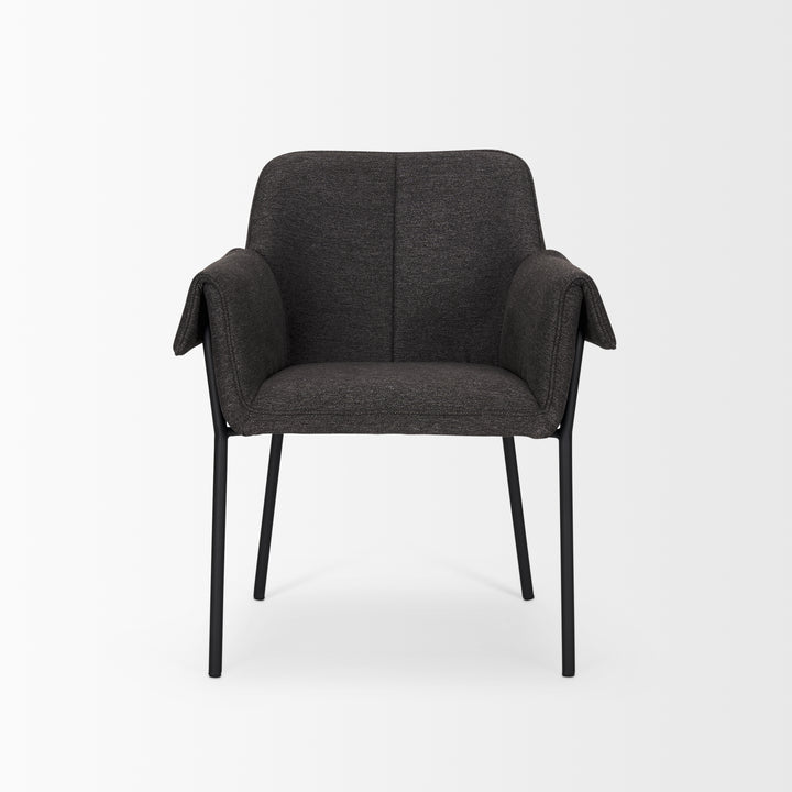 Brently Dining Chair w/ Gray Fabric & Matte Black Metal Legs Living Room Mercana