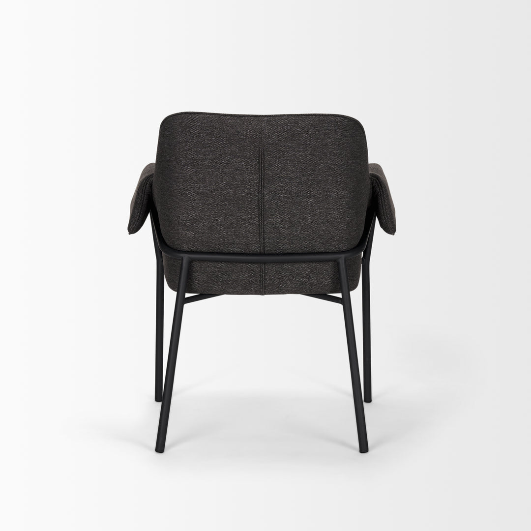 Brently Dining Chair w/ Gray Fabric & Matte Black Metal Legs Living Room Mercana
