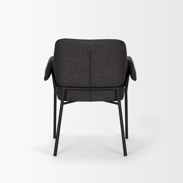 Brently Dining Chair w/ Gray Fabric & Matte Black Metal Legs Living Room Mercana