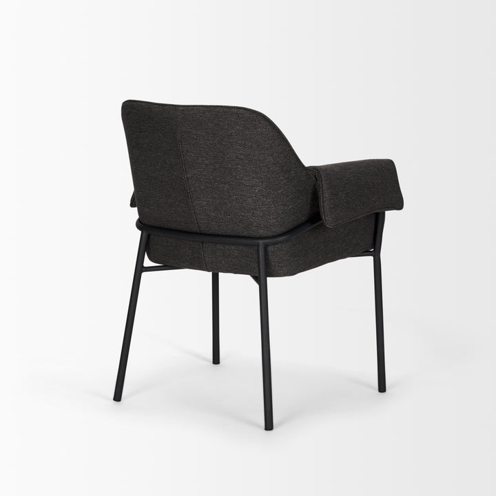 Brently Dining Chair w/ Gray Fabric & Matte Black Metal Legs Living Room Mercana