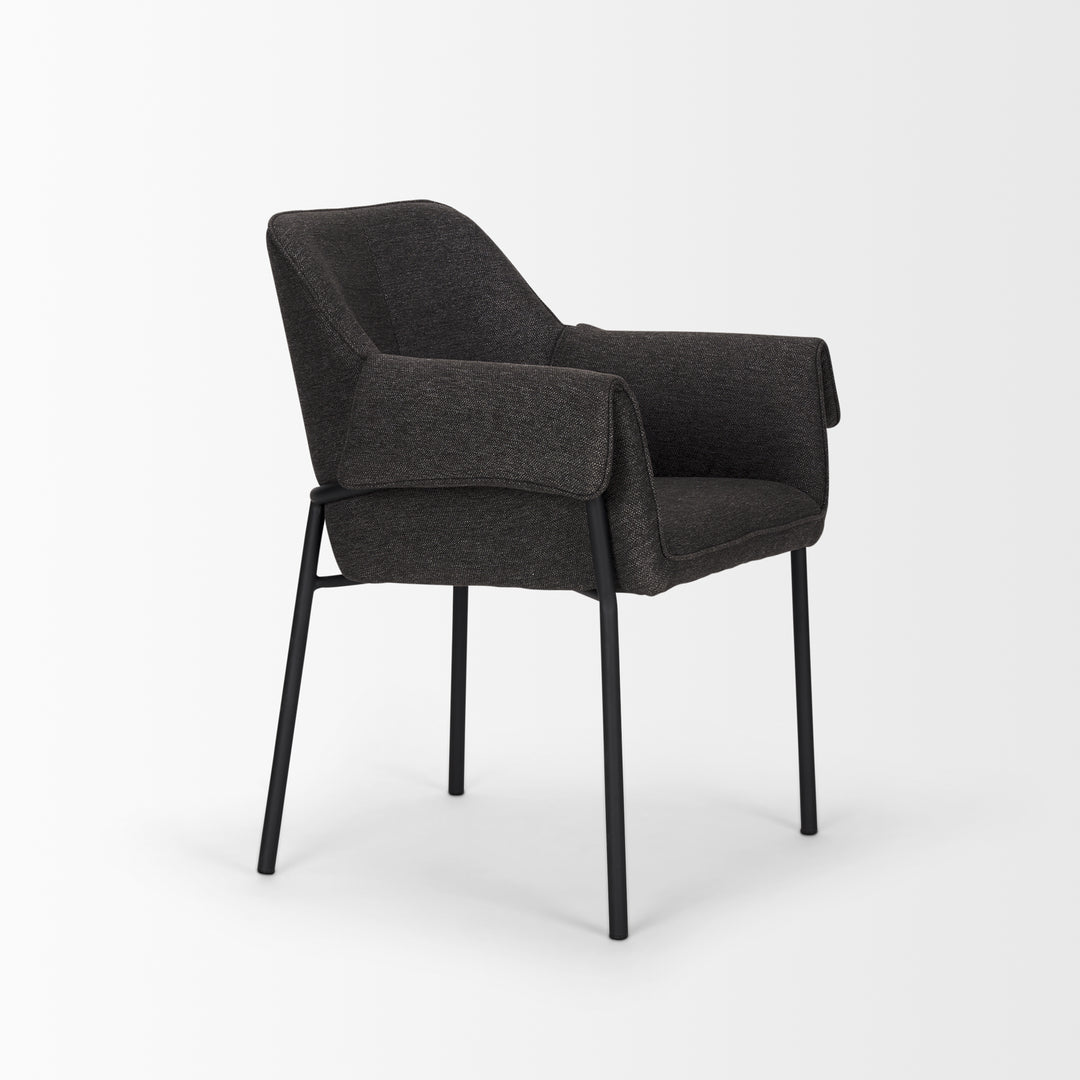 Brently Dining Chair w/ Gray Fabric & Matte Black Metal Legs Living Room Mercana