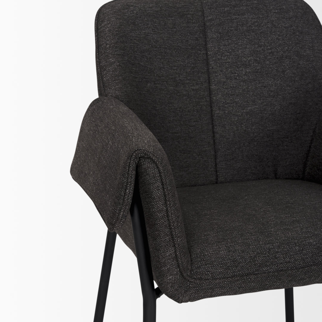 Brently Dining Chair w/ Gray Fabric & Matte Black Metal Legs Living Room Mercana