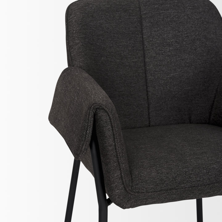 Brently Dining Chair w/ Gray Fabric & Matte Black Metal Legs Living Room Mercana