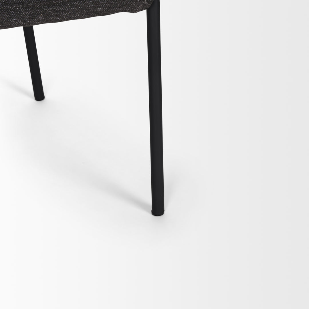Brently Dining Chair w/ Gray Fabric & Matte Black Metal Legs Living Room Mercana