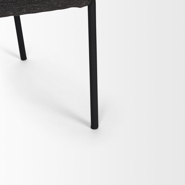 Brently Dining Chair w/ Gray Fabric & Matte Black Metal Legs Living Room Mercana