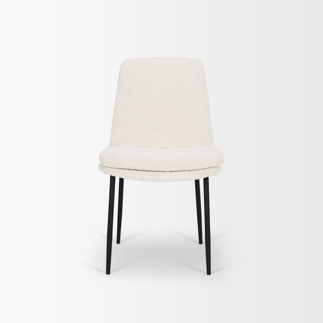 Eve Dining Chair w/ Cream Boucle Fabric & Matte Black Metal Dining Room Mercana