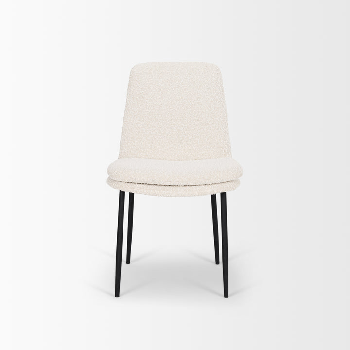 Eve Dining Chair w/ Cream Boucle Fabric & Matte Black Metal Dining Room Mercana
