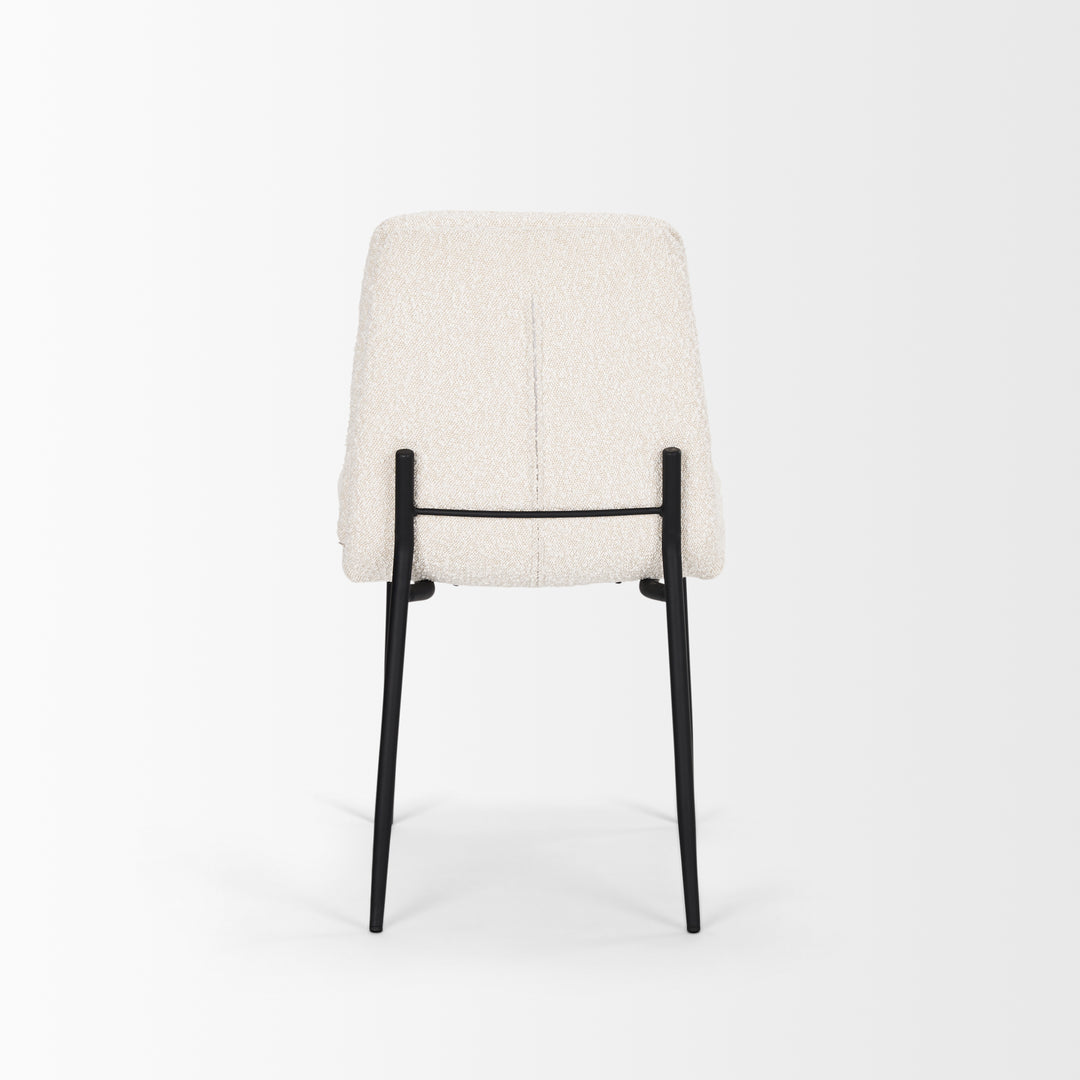 Eve Dining Chair w/ Cream Boucle Fabric & Matte Black Metal Dining Room Mercana