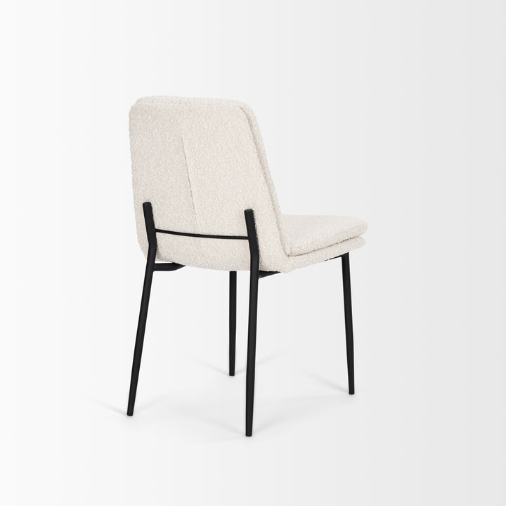 Eve Dining Chair w/ Cream Boucle Fabric & Matte Black Metal Dining Room Mercana
