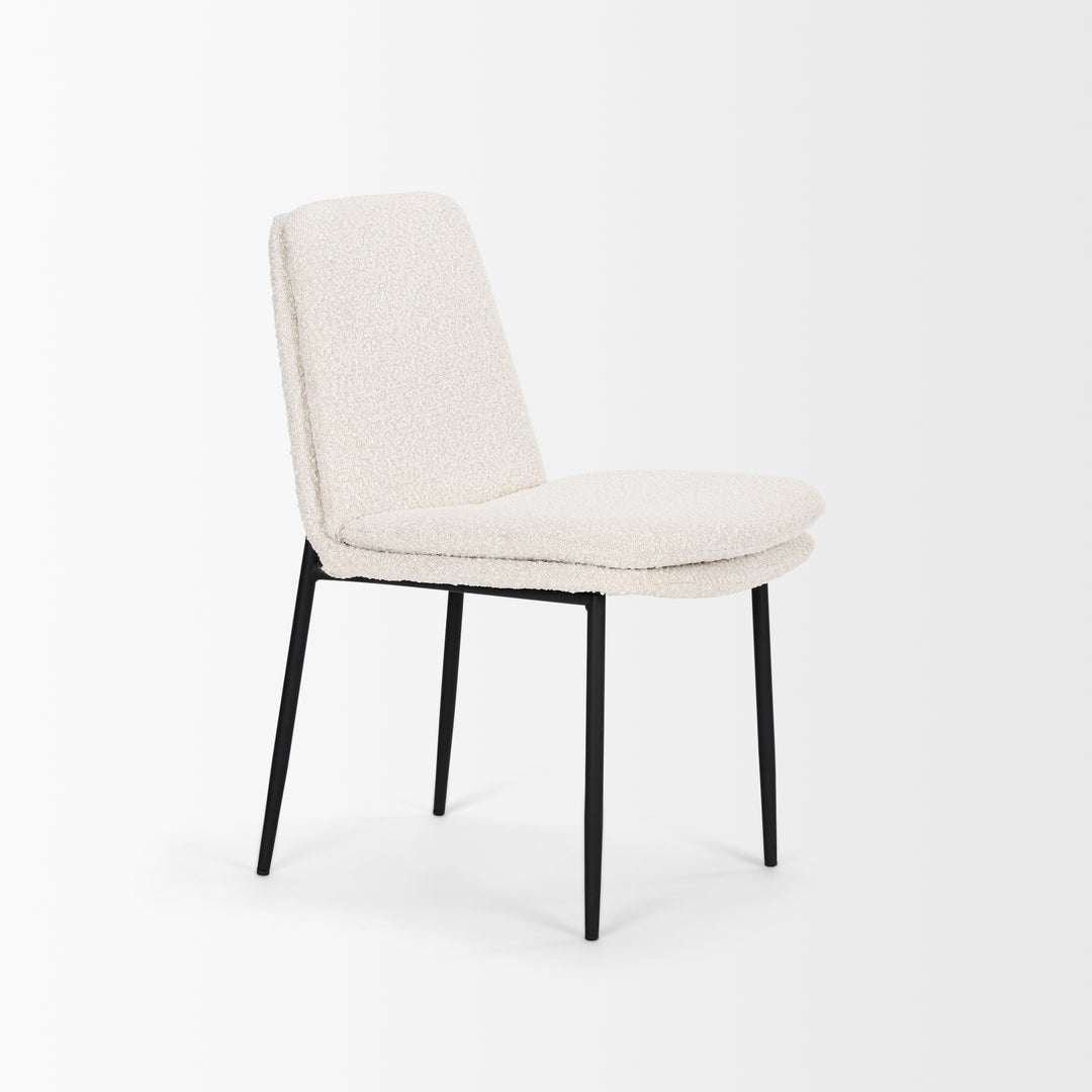Eve Dining Chair w/ Cream Boucle Fabric & Matte Black Metal Dining Room Mercana